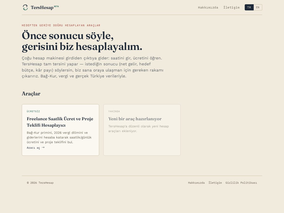 Landing-page snapshot of tershesap.com
