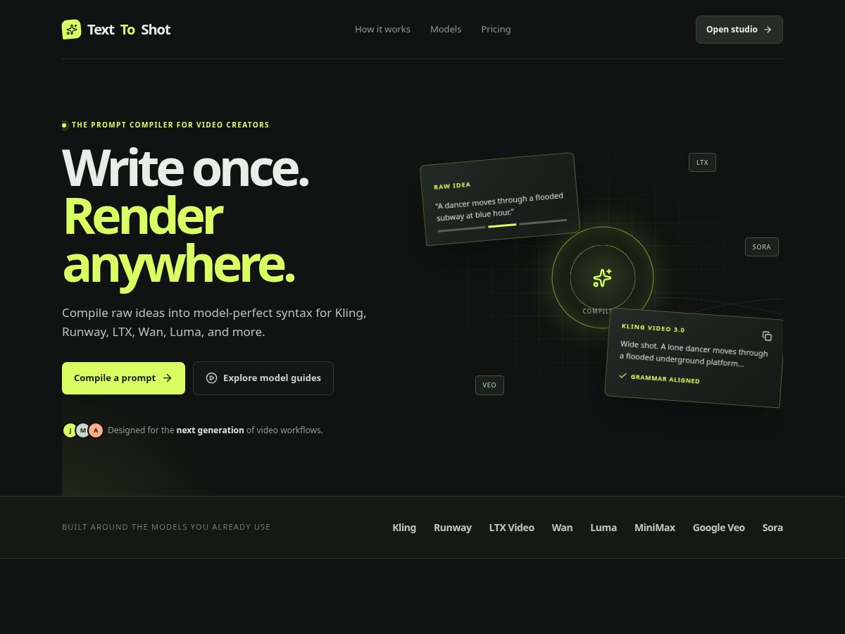 Landing-page snapshot of texttoshot.com