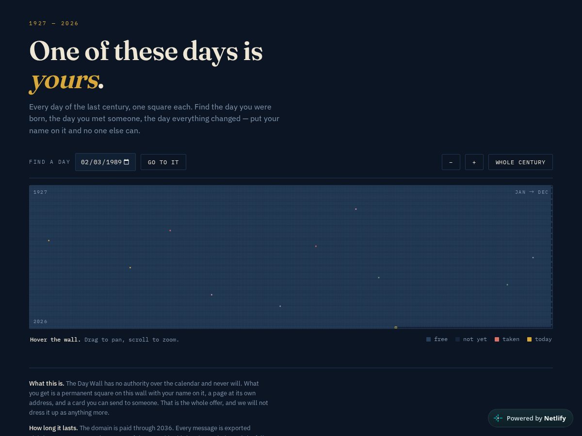 Landing-page snapshot of thedaywall.com