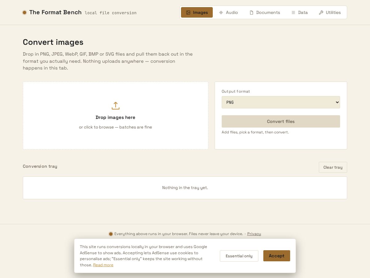 Landing-page snapshot of theformatbench.com