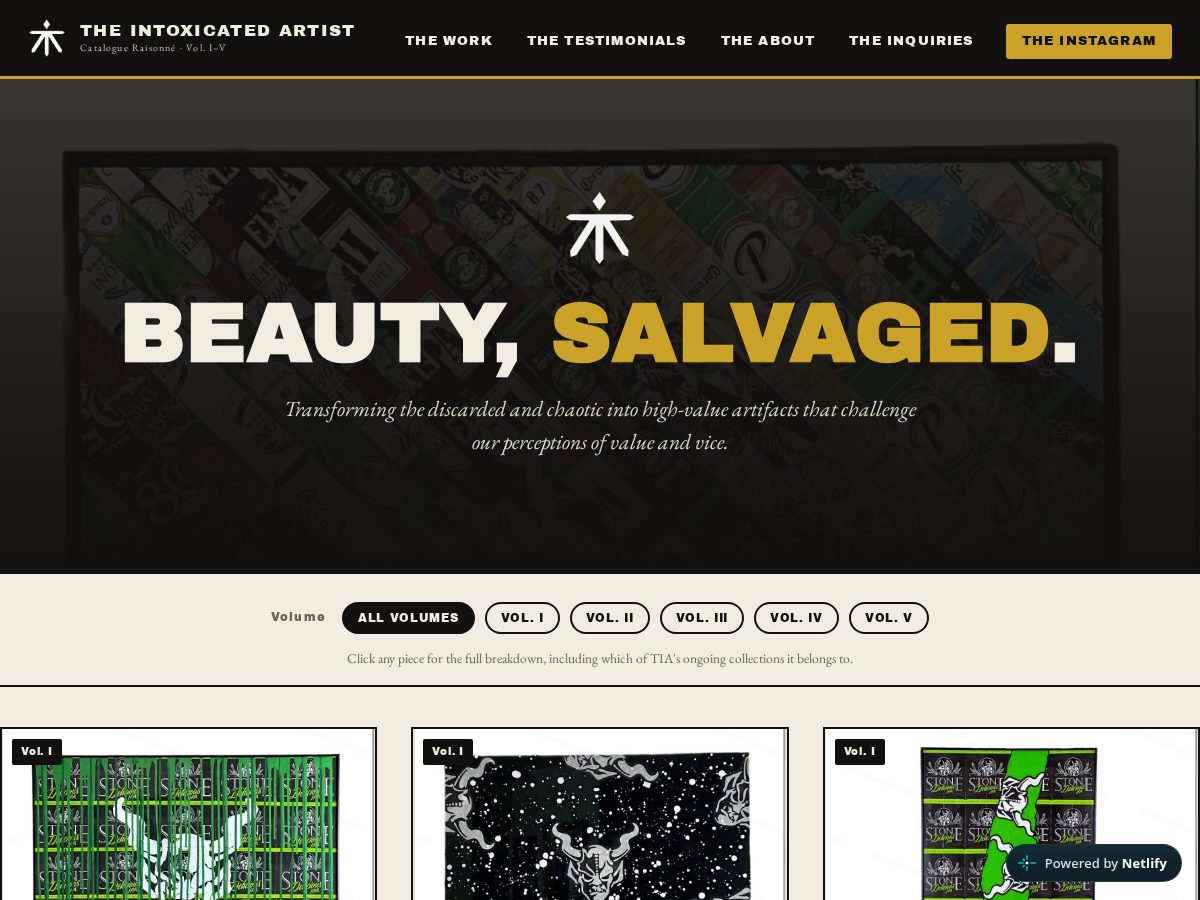 Landing-page snapshot of theintoxicatedartist.com