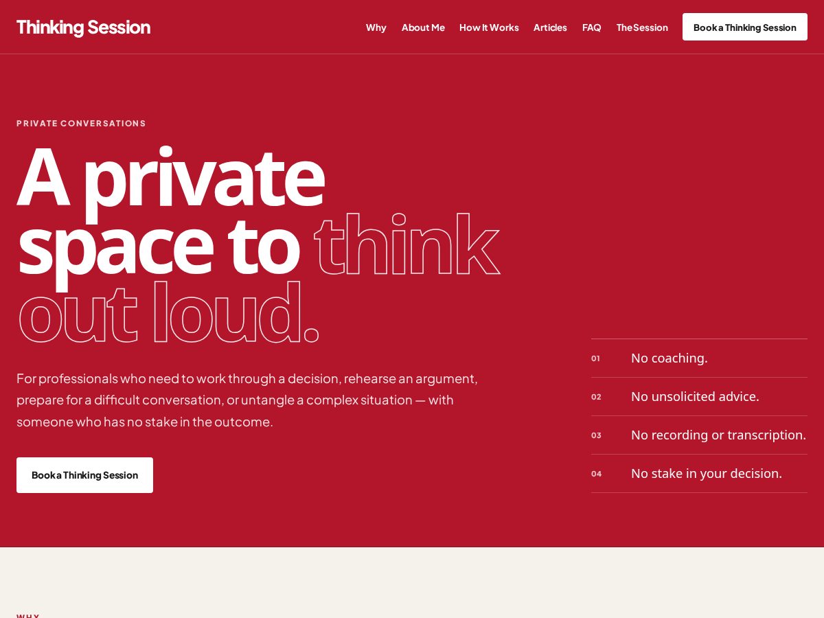 Landing-page snapshot of thinkingsession.com