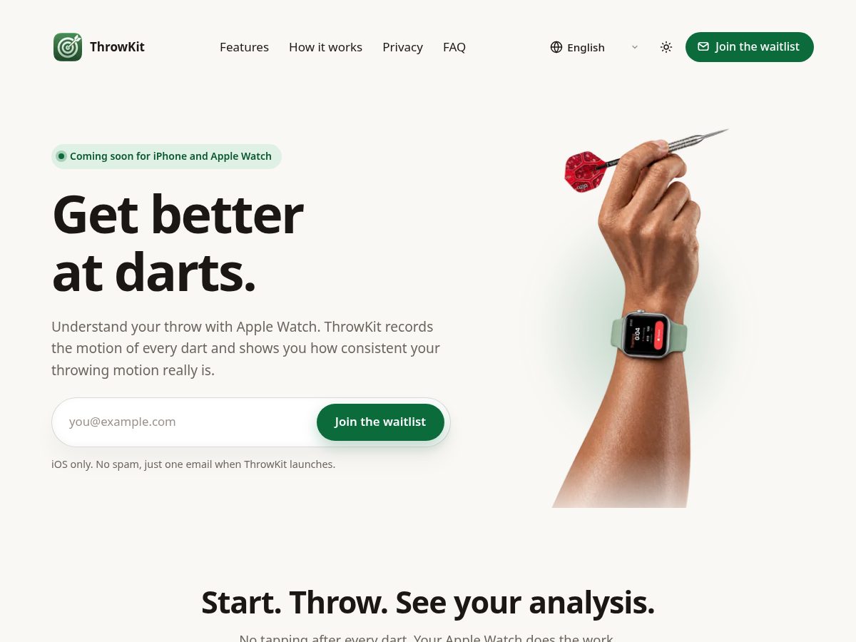 Landing-page snapshot of throwkit.app