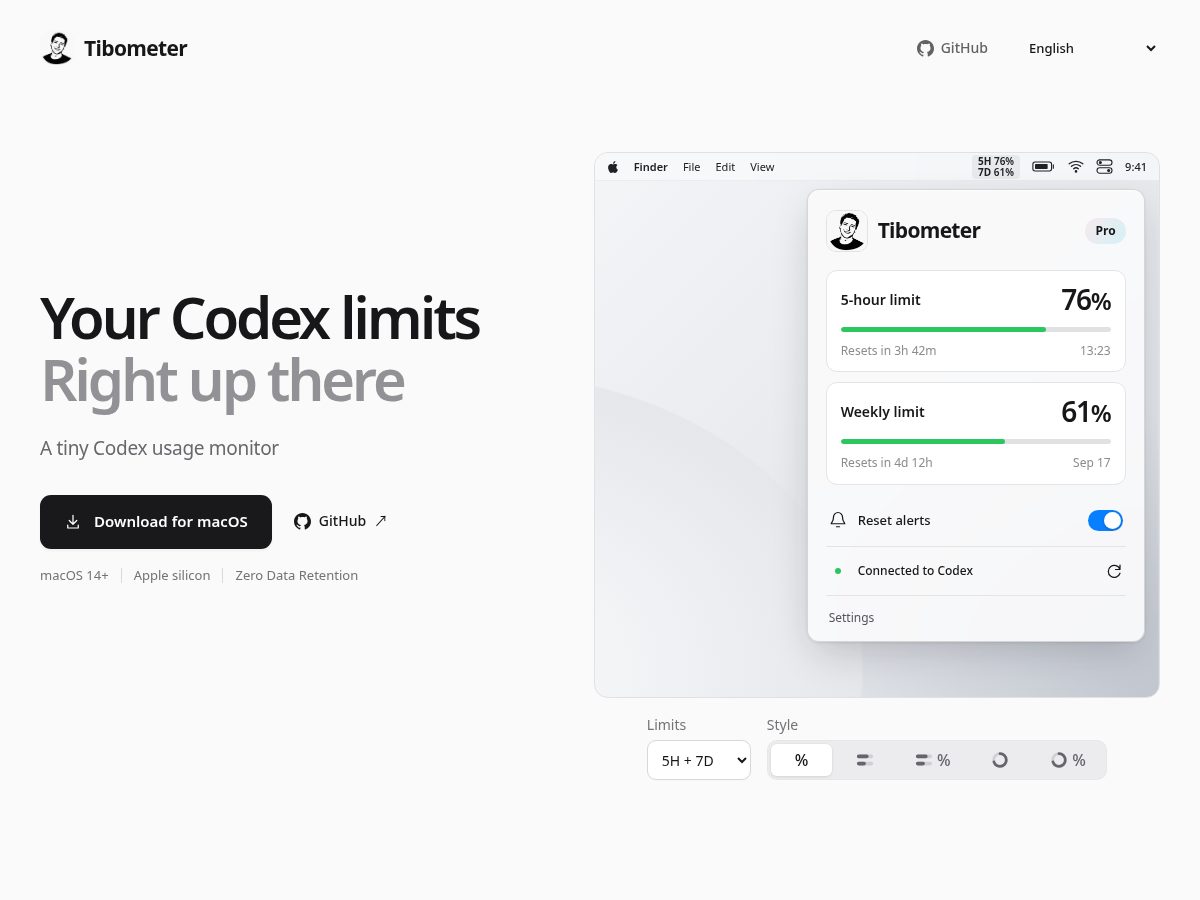 Landing-page snapshot of tibometer.app