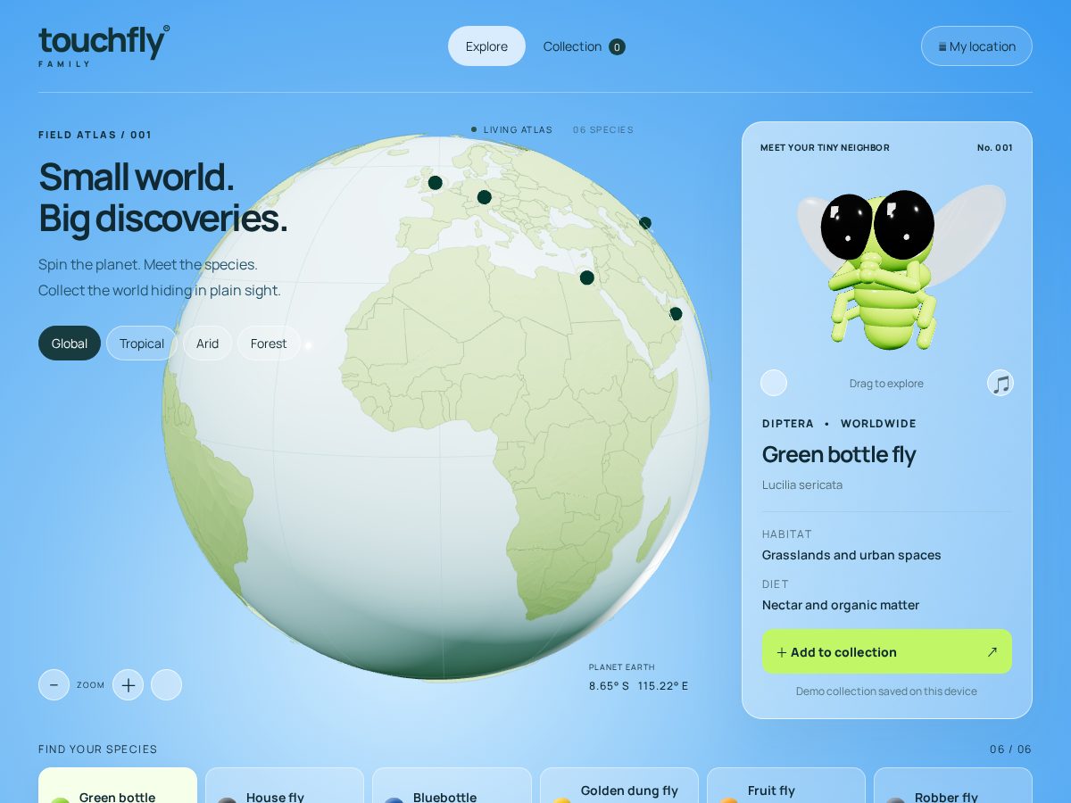 Landing-page snapshot of touchfly.fit