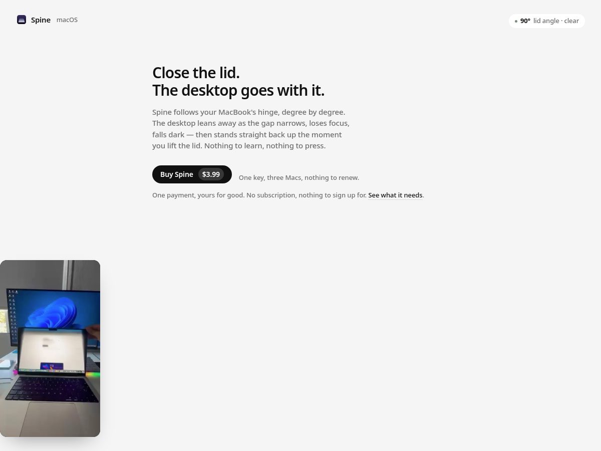 Landing-page snapshot of tryspine.app