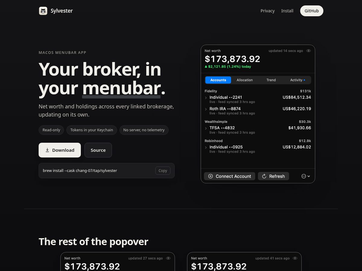 Landing-page snapshot of trysylvester.org