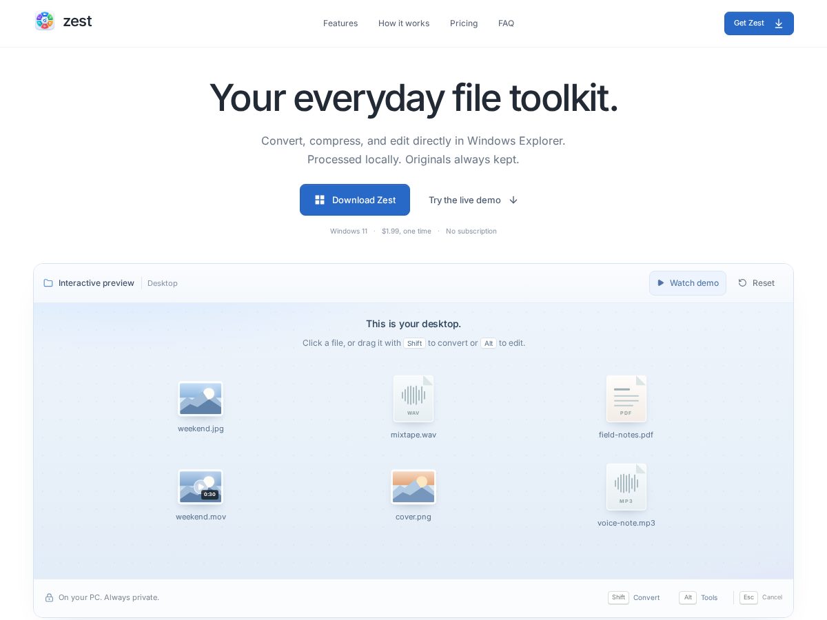 Landing-page snapshot of tryzest.tech