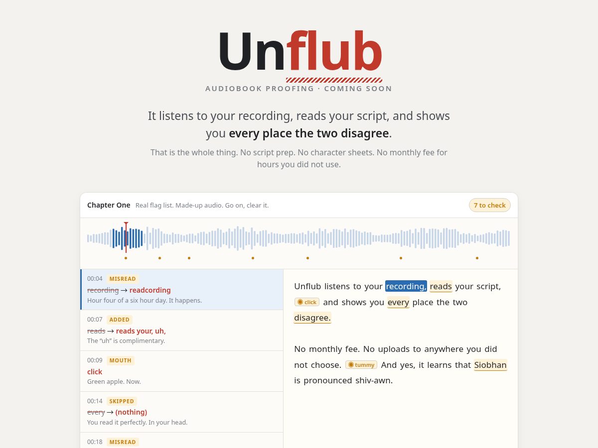 Landing-page snapshot of unflub.com