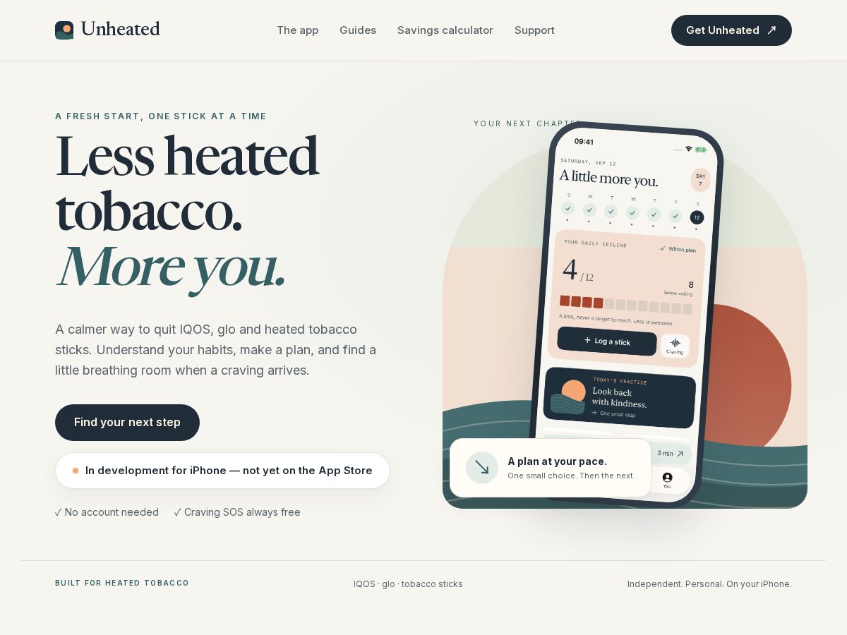 Landing-page snapshot of unheated.app