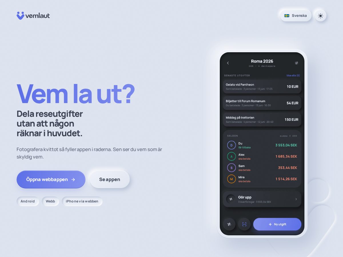 Landing-page snapshot of vemlaut.com