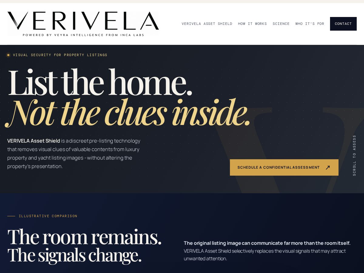 Landing-page snapshot of verivela.com