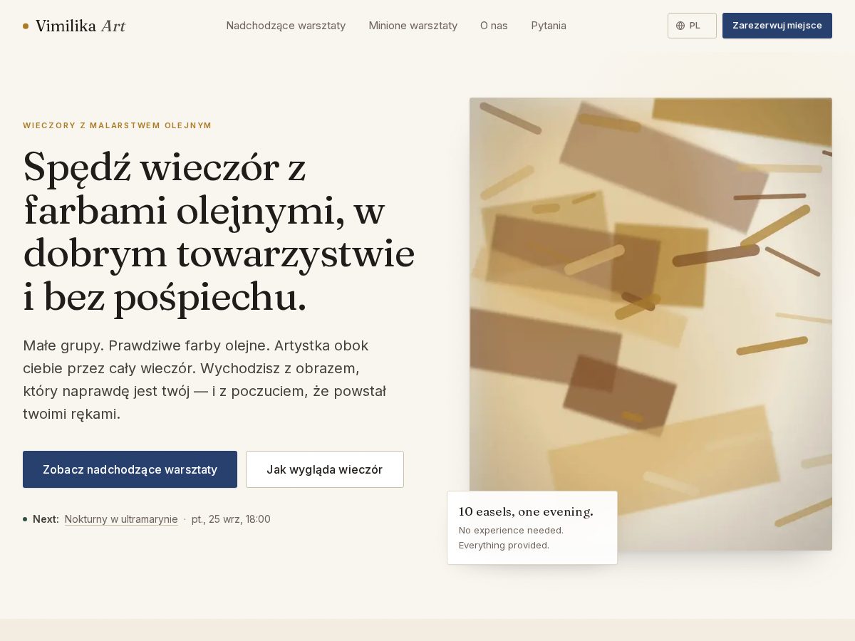 Landing-page snapshot of vimilika.art