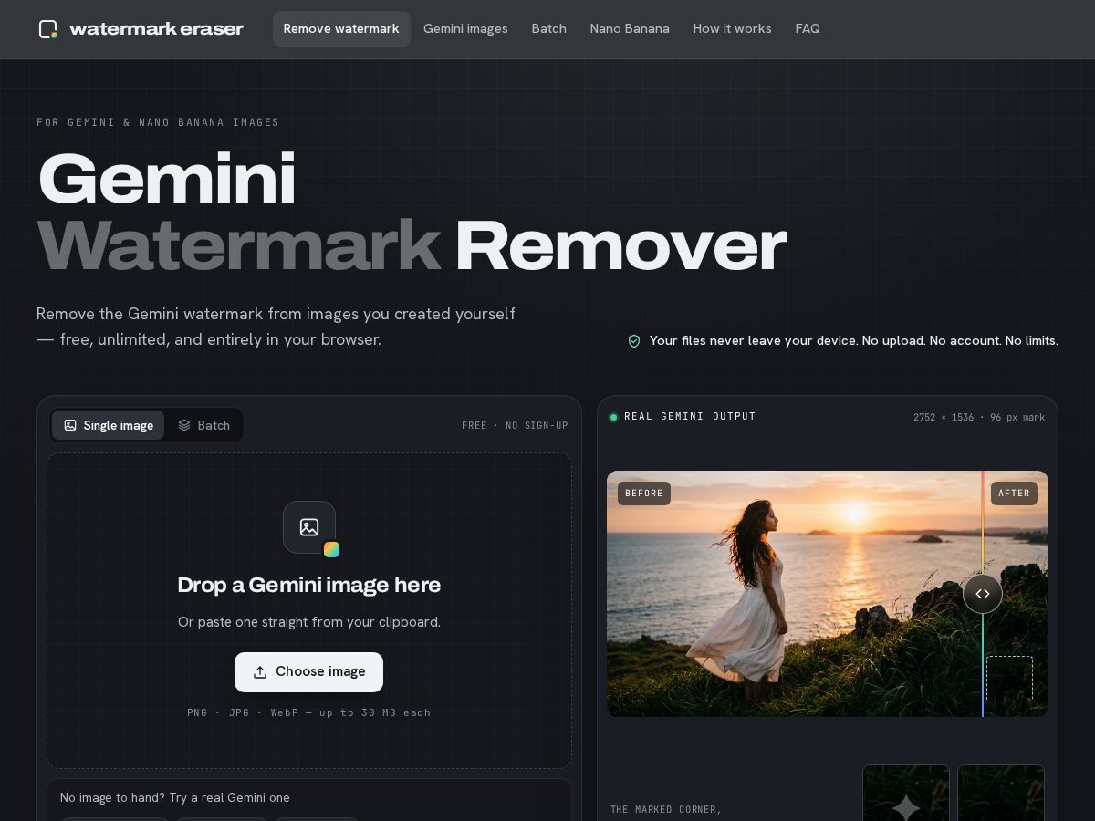 Landing-page snapshot of watermarkeraser.net