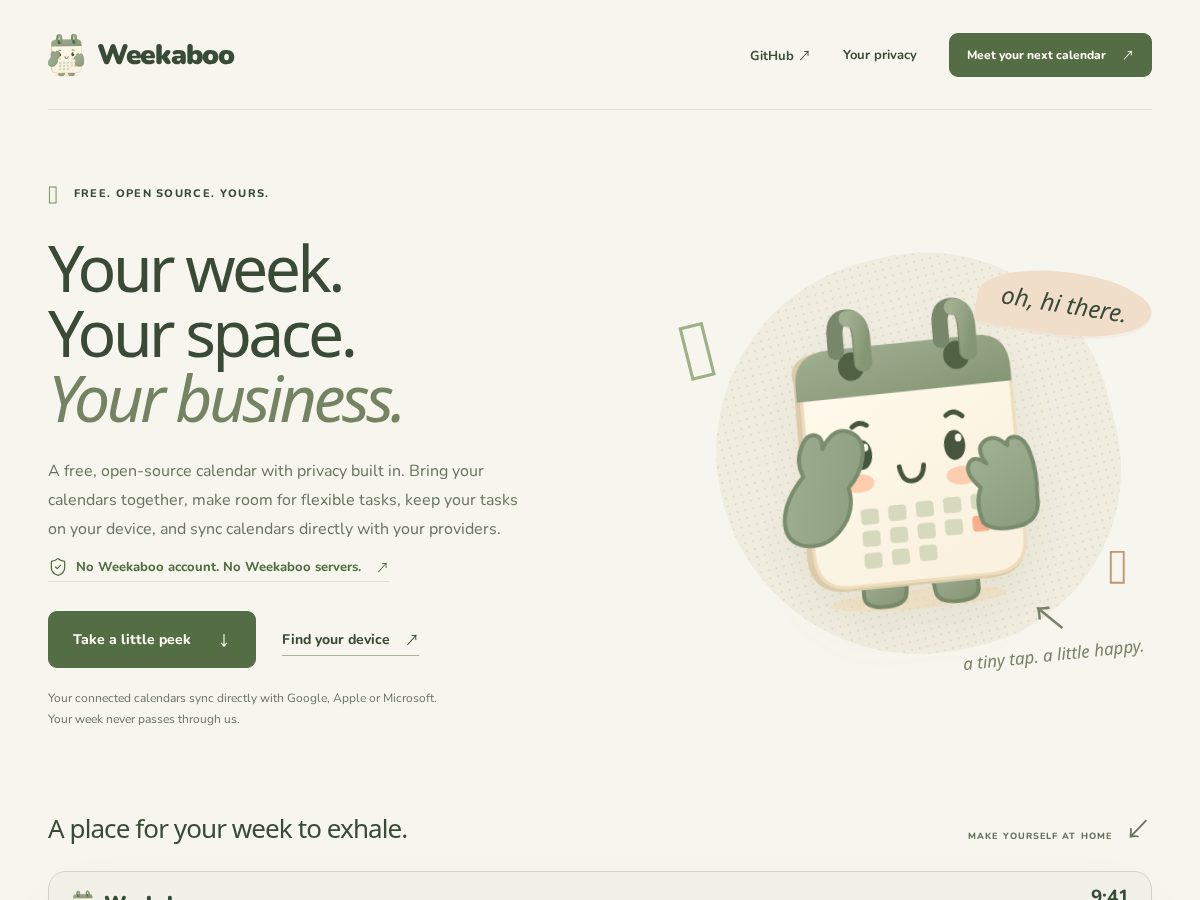 Landing-page snapshot of weekaboo.app
