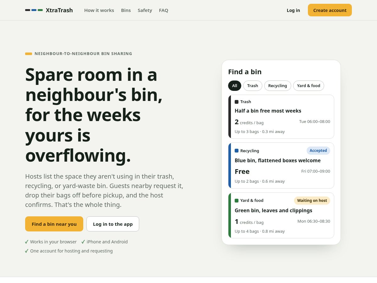Landing-page snapshot of xtratrash.com