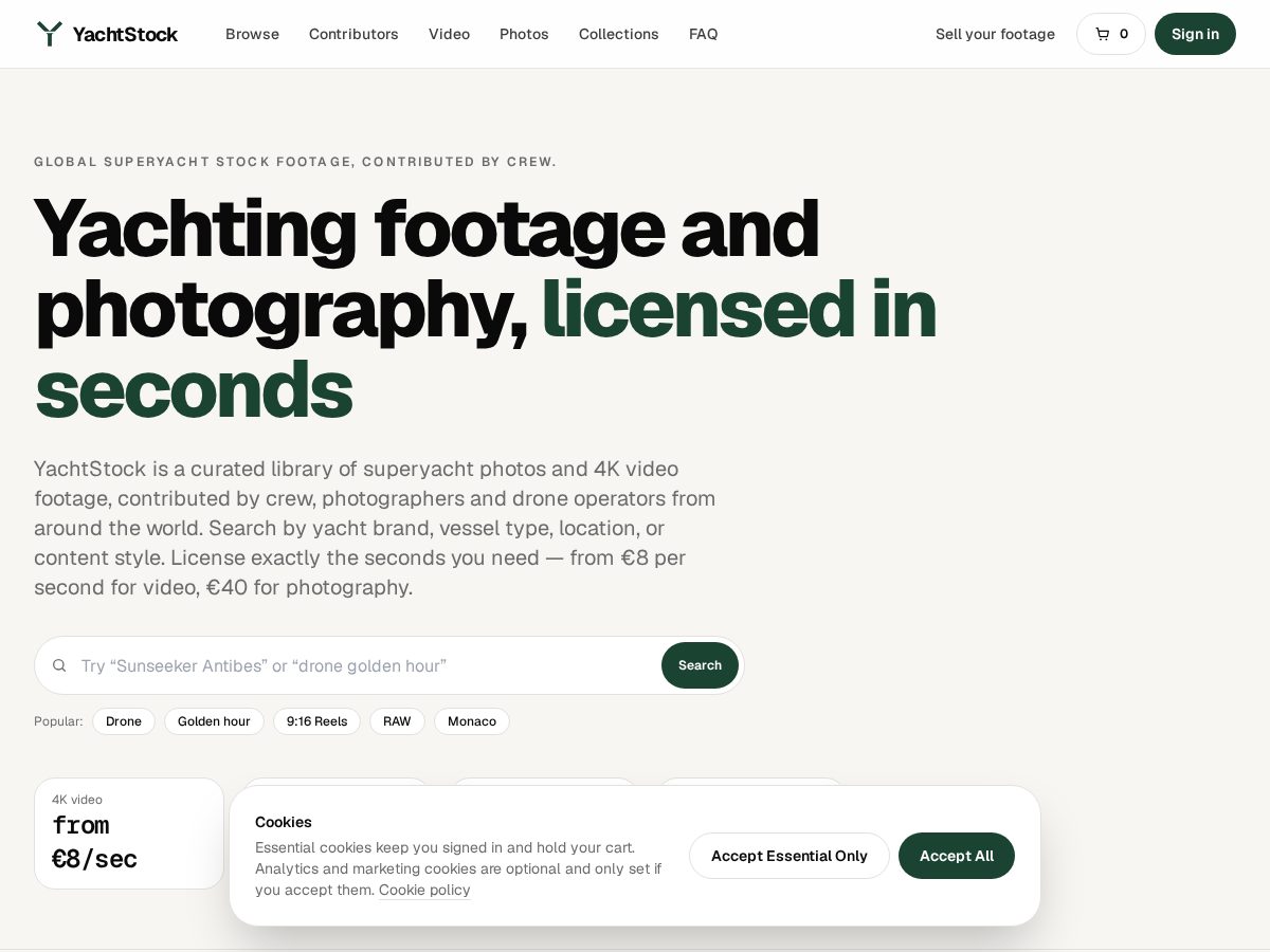 Landing-page snapshot of yachtstk.com