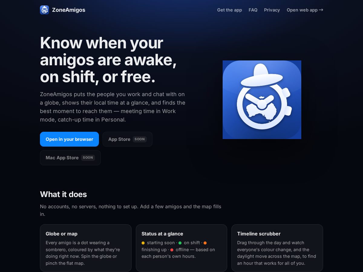 Landing-page snapshot of zoneamigos.app