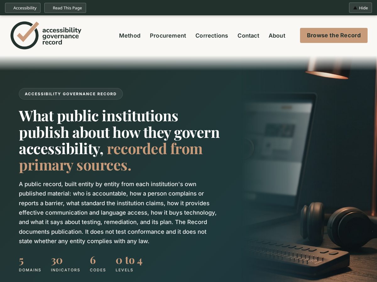 Landing-page snapshot of accessibilityrecord.org