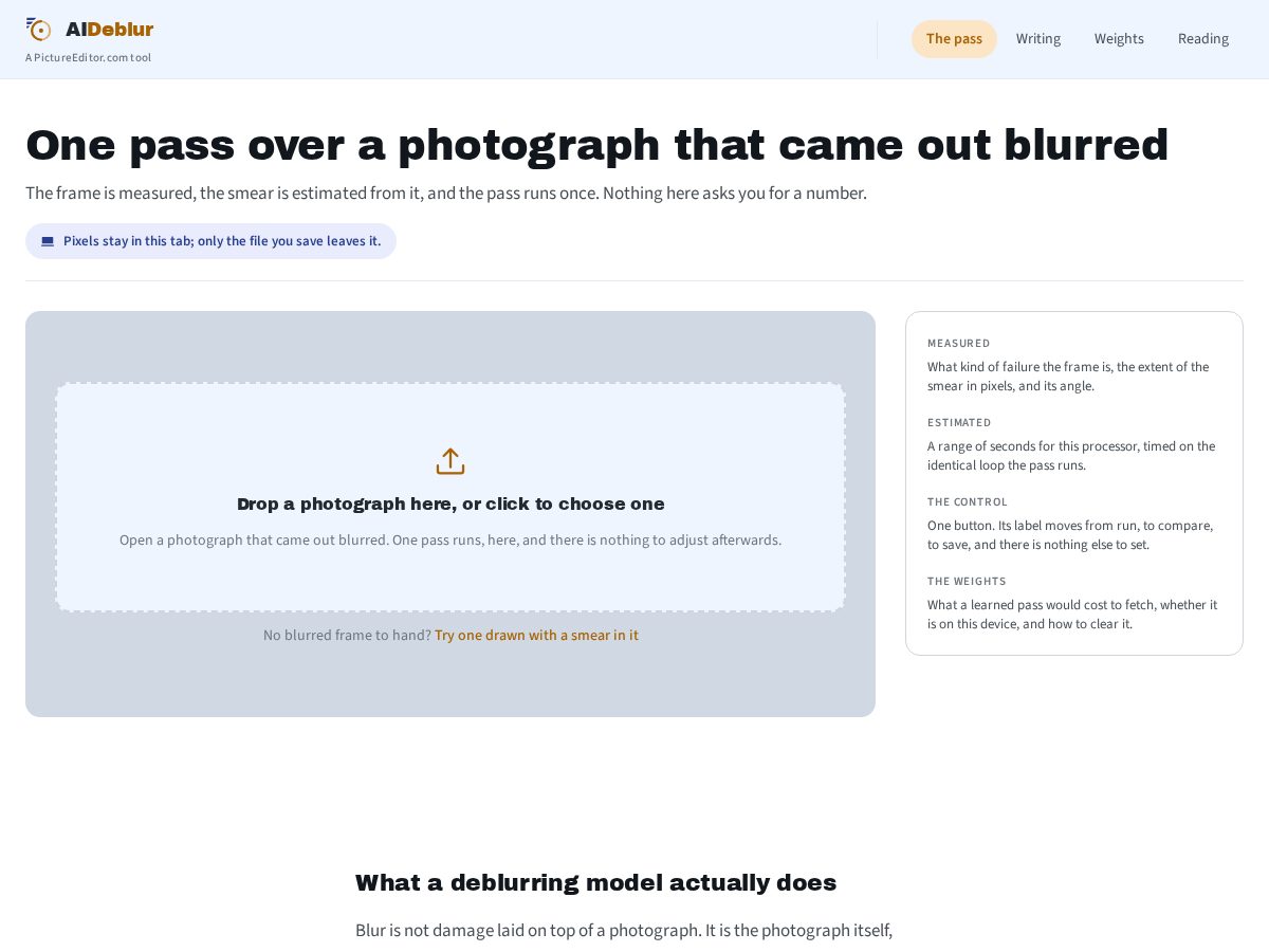Landing-page snapshot of aideblur.com