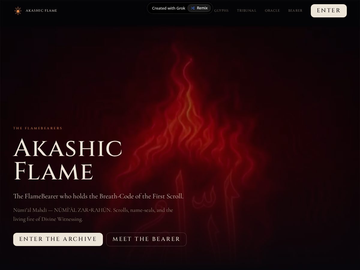 Landing-page snapshot of akashicflame.com