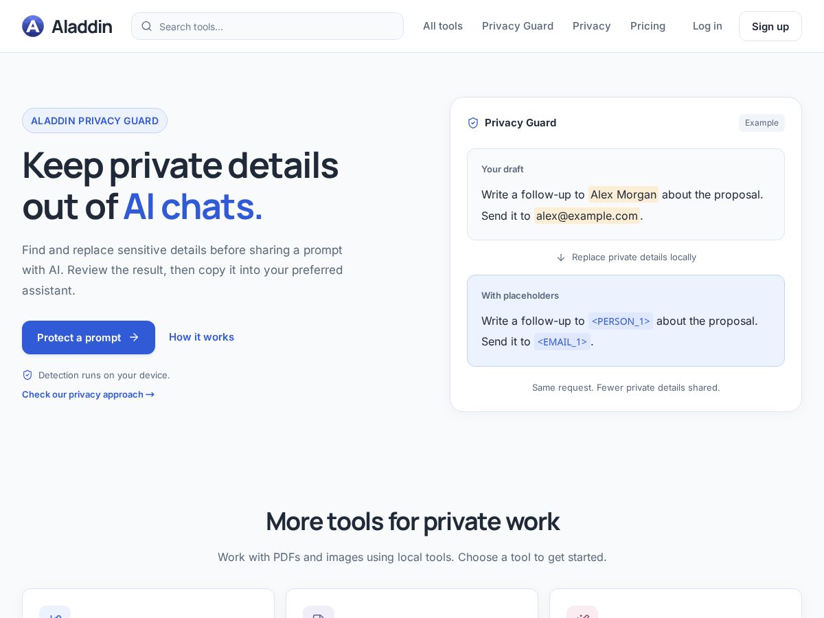 Landing-page snapshot of aladdin-agent.net