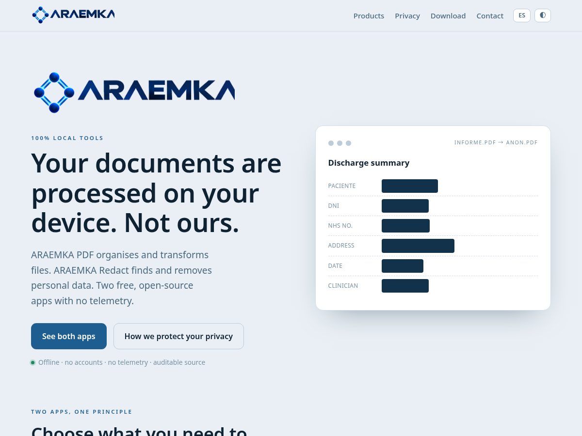 Landing-page snapshot of araemka.com