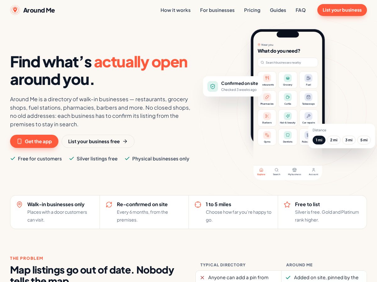 Landing-page snapshot of aroundme.guide