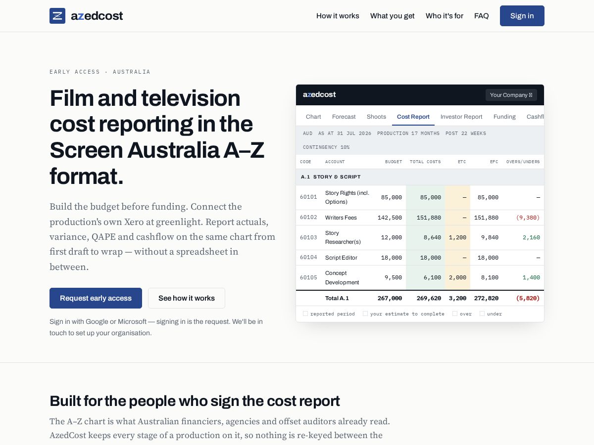 Landing-page snapshot of azedcost.com