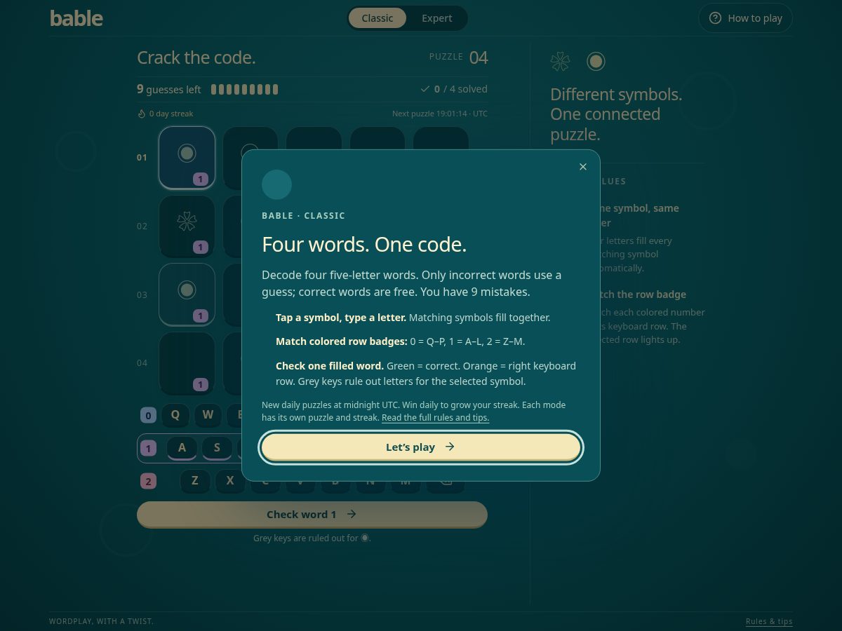Landing-page snapshot of bablegame.com