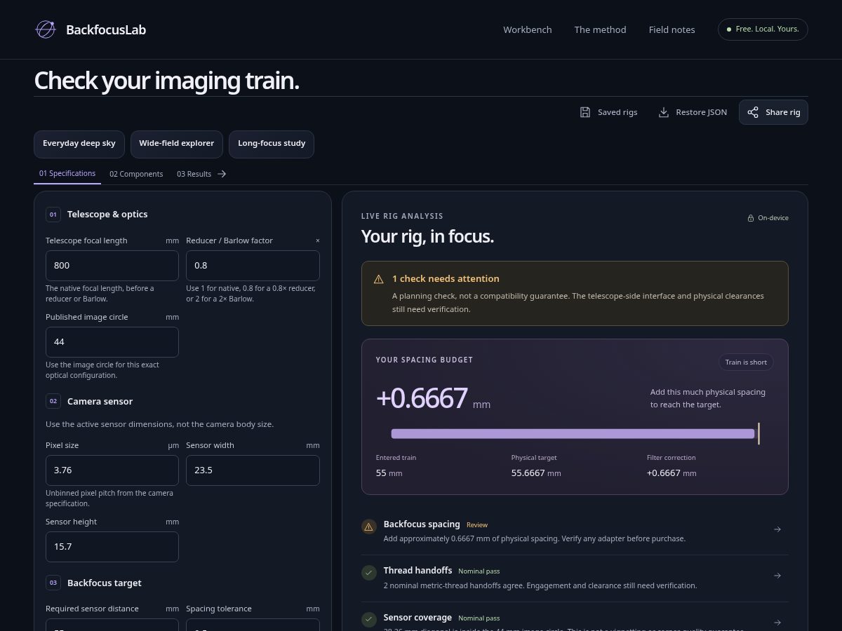 Landing-page snapshot of backfocuslab.com