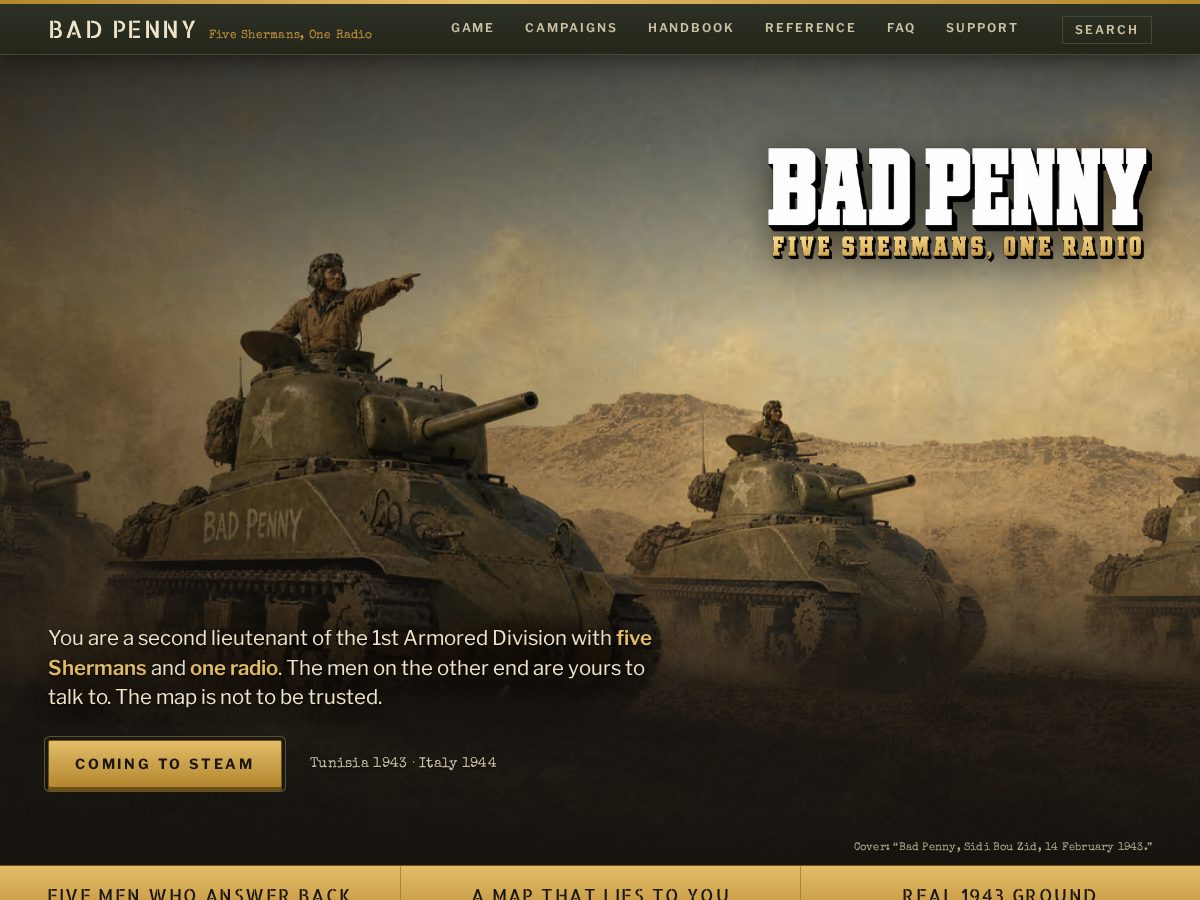 Landing-page snapshot of badpennygame.com