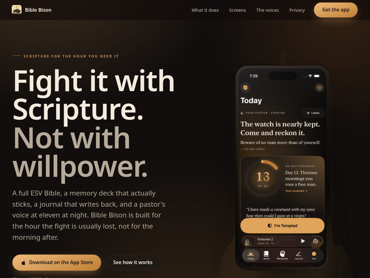 Landing-page snapshot of biblebison.com
