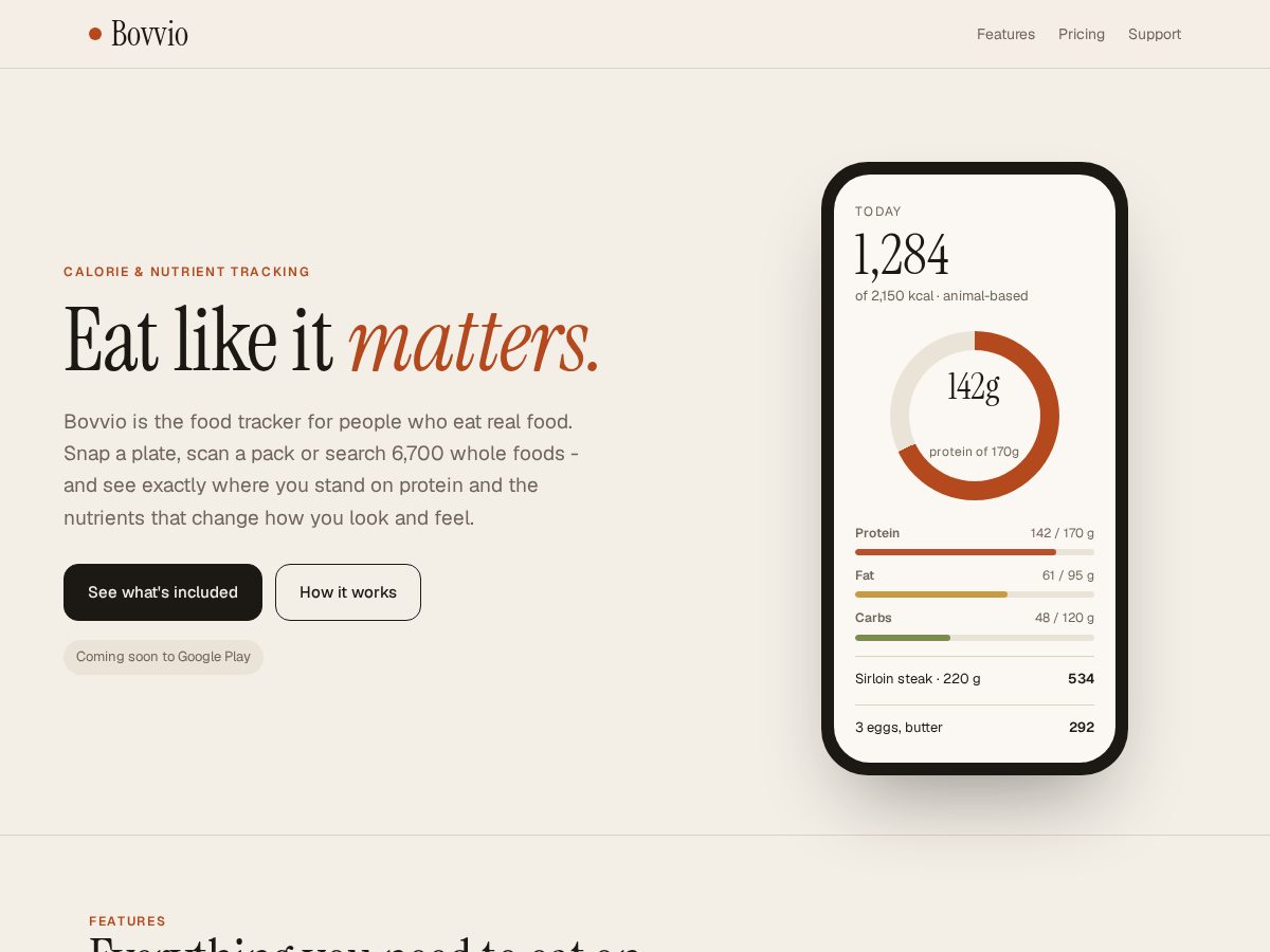 Landing-page snapshot of bovvio.com