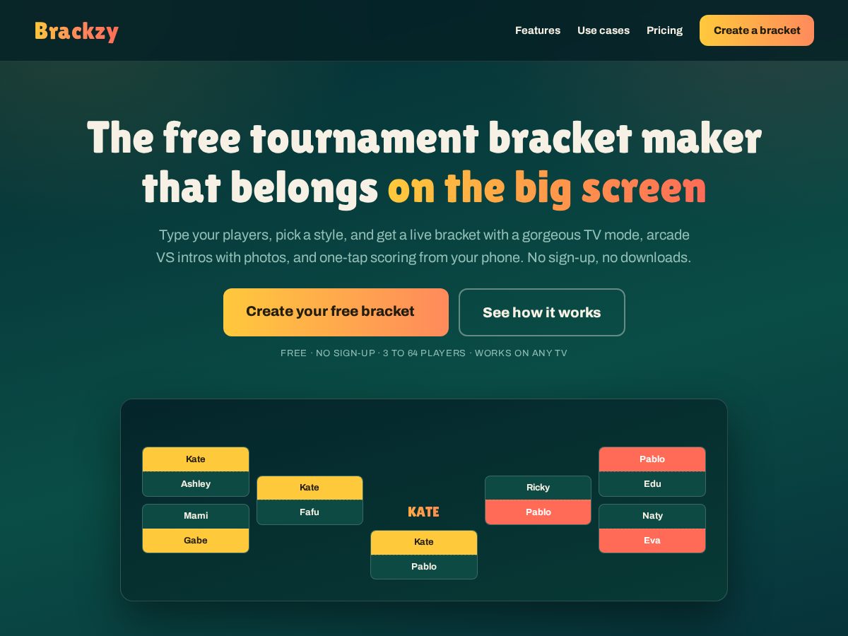 Landing-page snapshot of brackzy.com