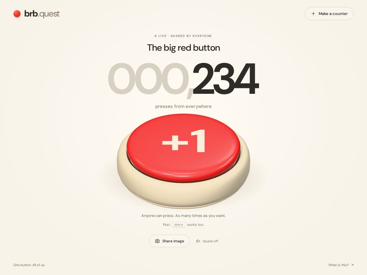 Landing-page snapshot of brb.quest