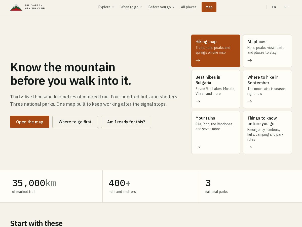 Landing-page snapshot of bulgarianhikingclub.com