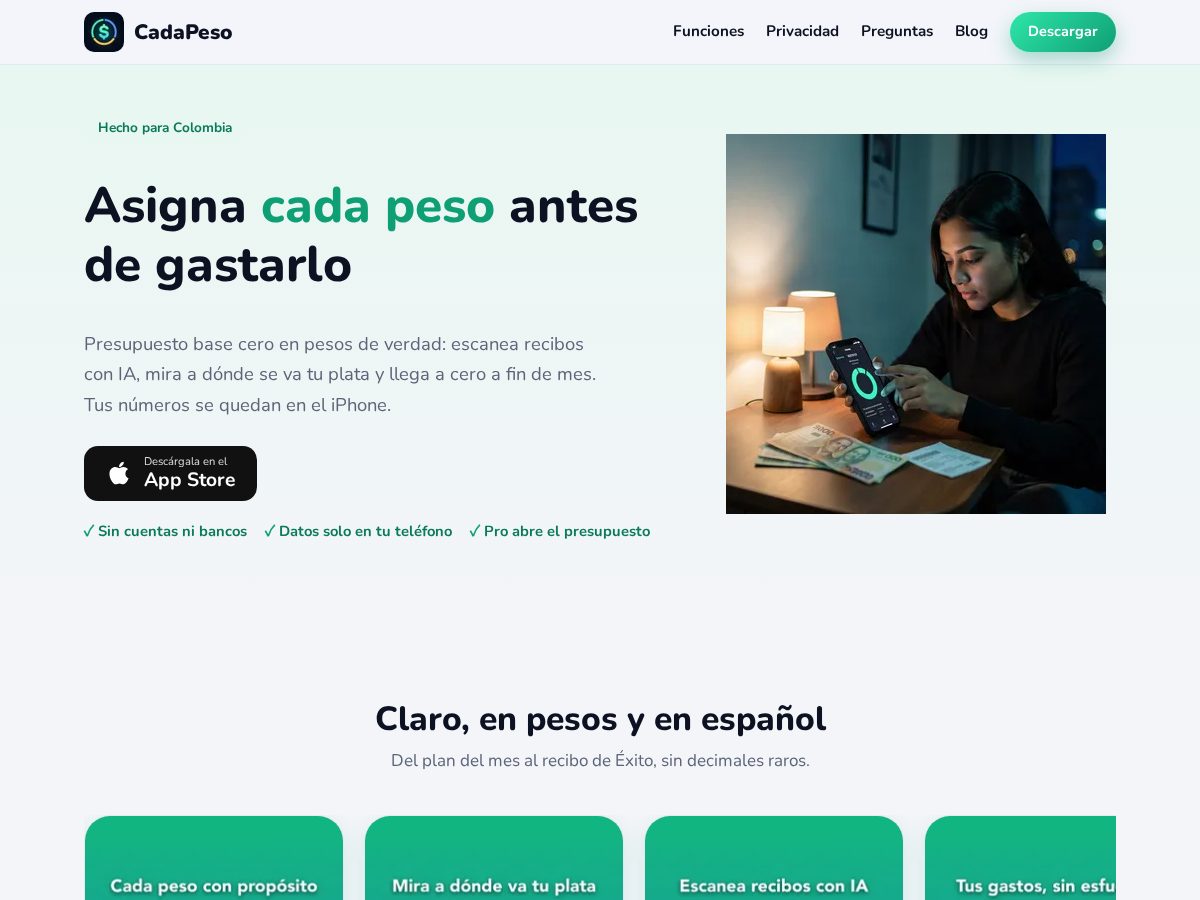 Landing-page snapshot of cadapesoapp.com