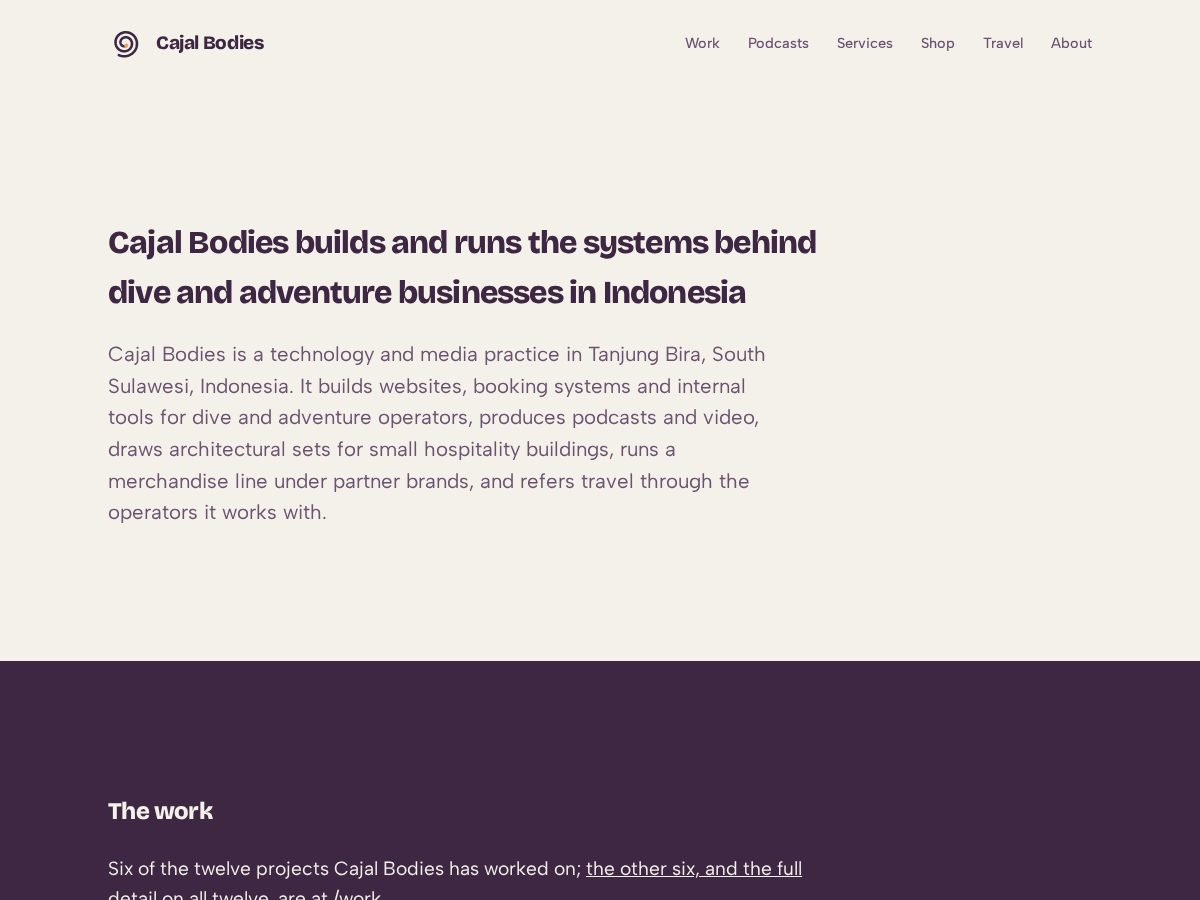 Landing-page snapshot of cajalbodies.com