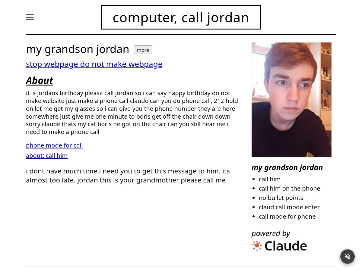 Landing-page snapshot of calljordanmygrandsonjordan.com