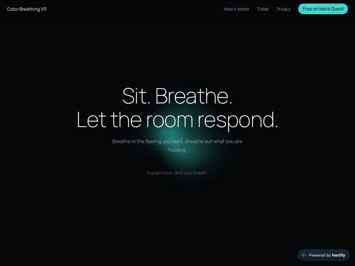 Landing-page snapshot of colorbreathingvr.com