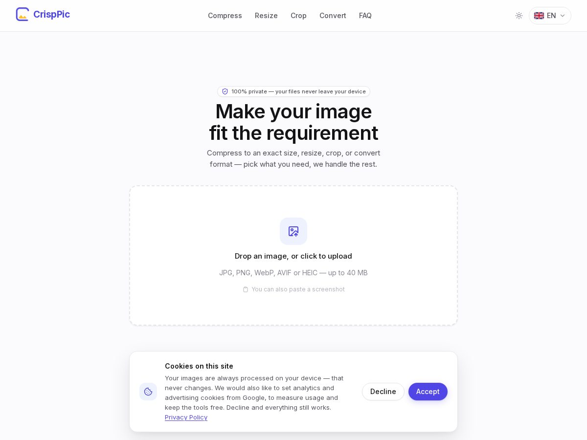 Landing-page snapshot of crisppic.com