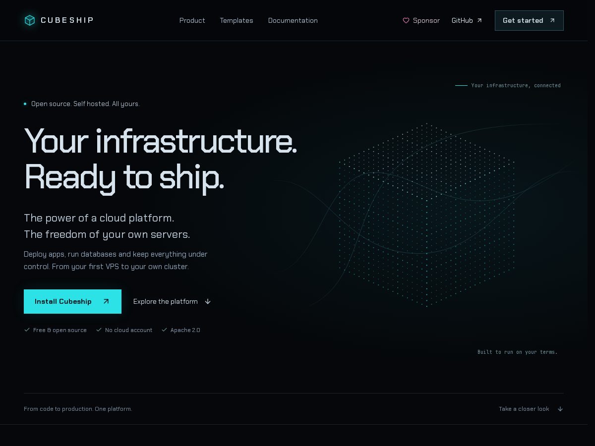 Landing-page snapshot of cubeship.dev