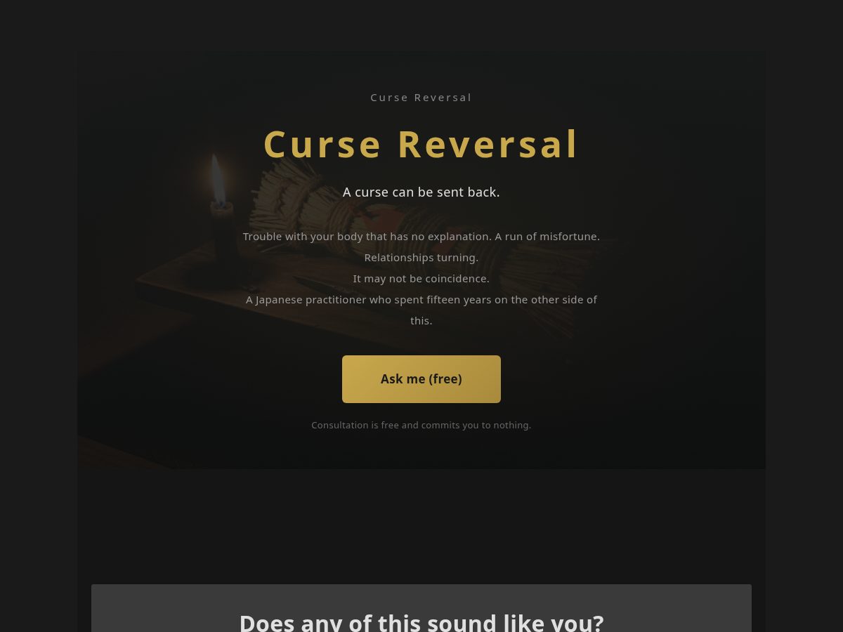 Landing-page snapshot of cursereversal.com