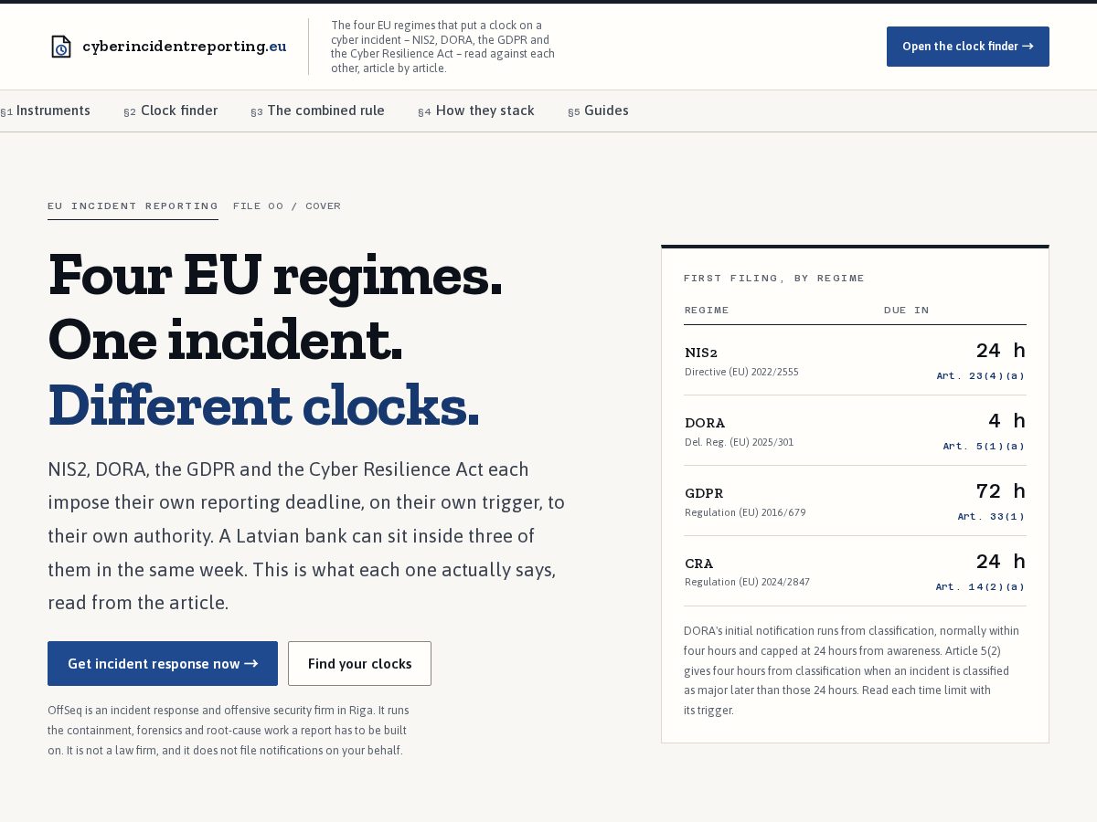 Landing-page snapshot of cyberincident.report