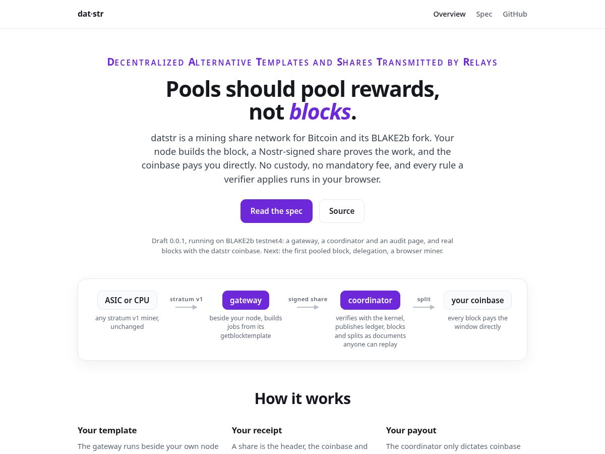 Landing-page snapshot of datstr.com