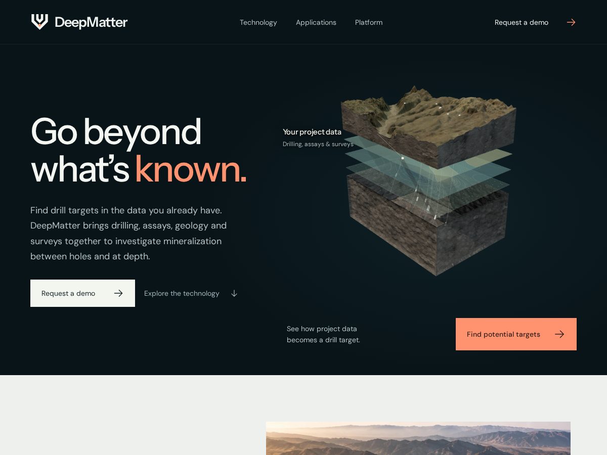 Landing-page snapshot of deepmatter-ai.com