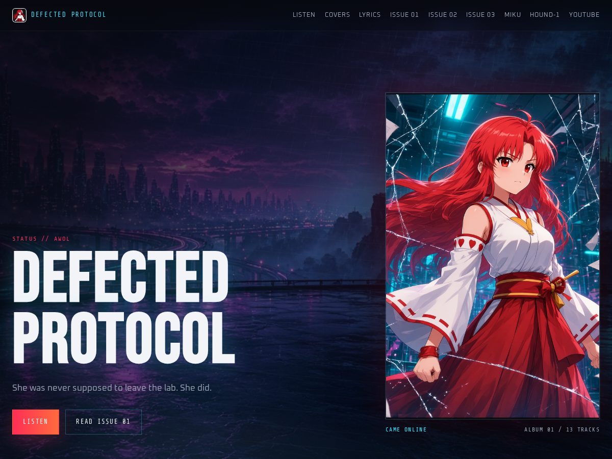 Landing-page snapshot of defectedprotocol.com