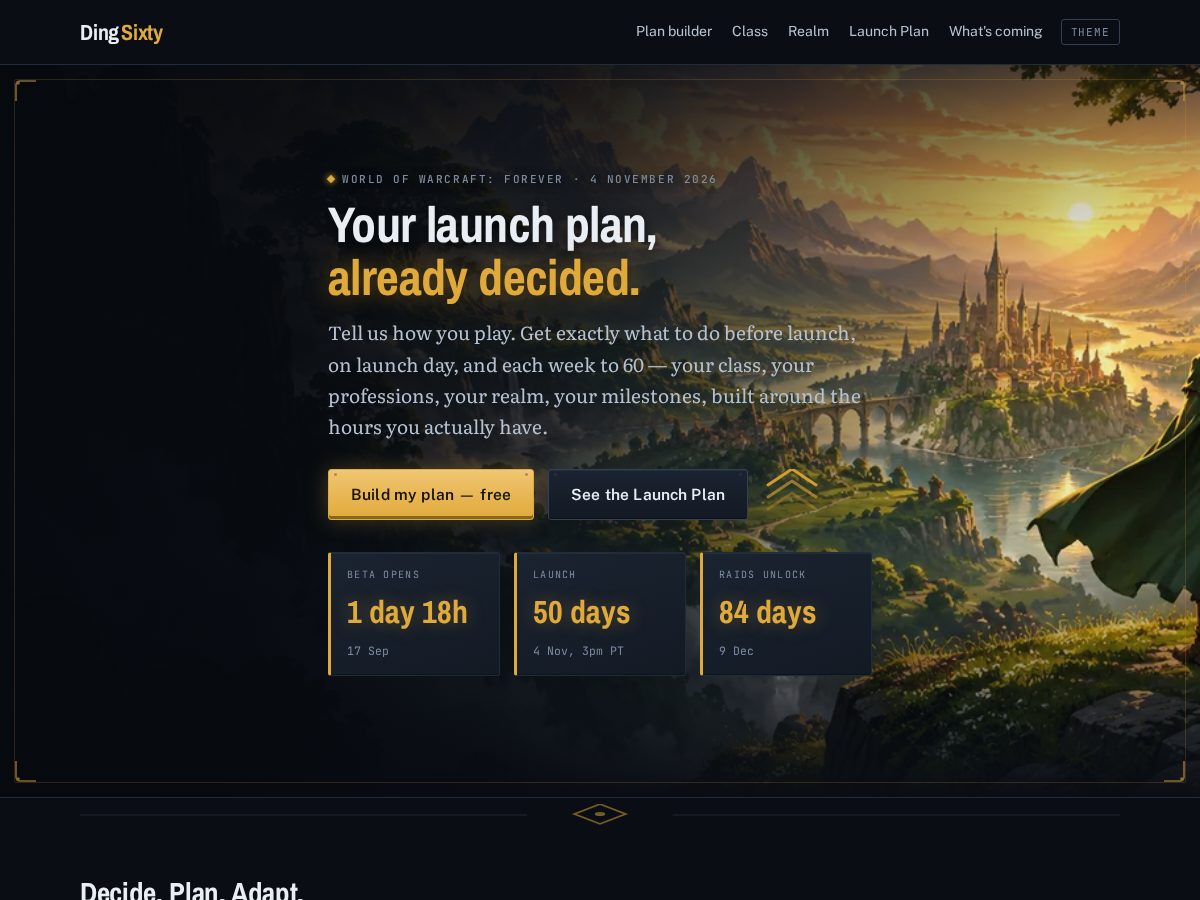 Landing-page snapshot of dingsixty.com