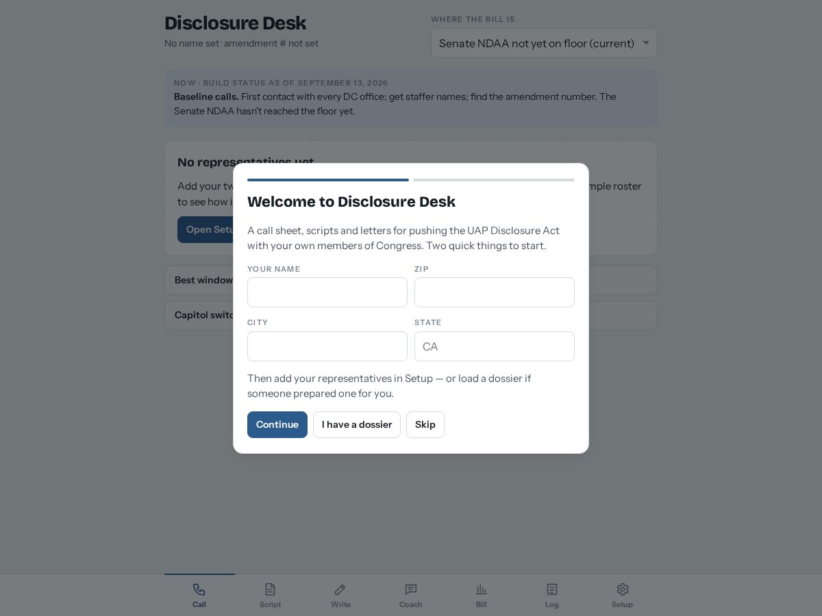 Landing-page snapshot of disclosuredesk.org
